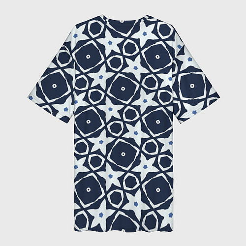 Женская длинная футболка Звезды и ромбы на синем / 3D-принт – фото 2