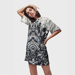 Футболка женская длинная Abstract pattern - graffiti, цвет: 3D-принт — фото 2