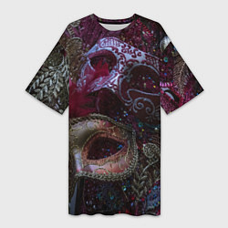 Футболка женская длинная Театральные маски, цвет: 3D-принт