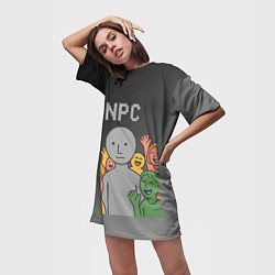 Футболка женская длинная Я NPC без эмоций, цвет: 3D-принт — фото 2