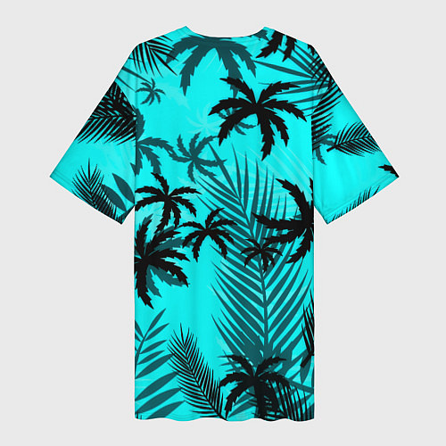 Женская длинная футболка Borussia неоновые тропики гта / 3D-принт – фото 2