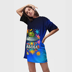 Футболка женская длинная Космическая лягушка Абоба, цвет: 3D-принт — фото 2