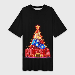 Футболка женская длинная Christmas day, цвет: 3D-принт