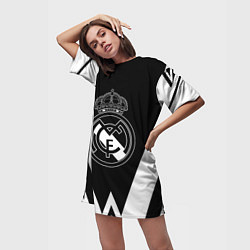 Футболка женская длинная Real Madrid геометрия спорт, цвет: 3D-принт — фото 2