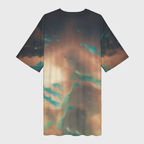 Женская длинная футболка Маомао на фоне облаков / 3D-принт – фото 2