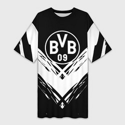Женская длинная футболка Borussia белые краски линии