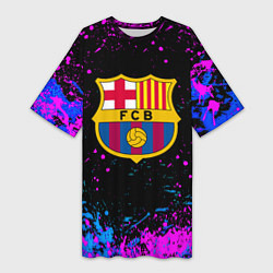 Футболка женская длинная Барселона неоновые краски, цвет: 3D-принт