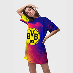 Футболка женская длинная Borussia космические краски, цвет: 3D-принт — фото 2