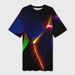 Футболка женская длинная Neon colored geometric, цвет: 3D-принт
