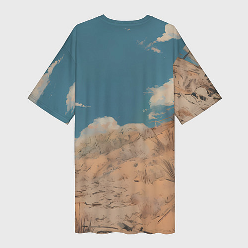 Женская длинная футболка Fallout девушка и старое авто / 3D-принт – фото 2