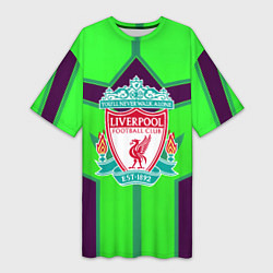 Футболка женская длинная Liverpool геометрия текстура спорт, цвет: 3D-принт