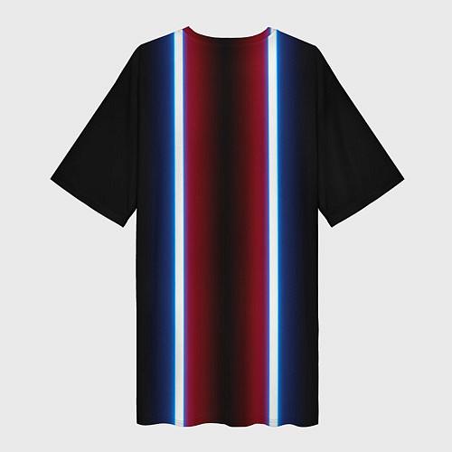 Женская длинная футболка Color white blue red neon / 3D-принт – фото 2