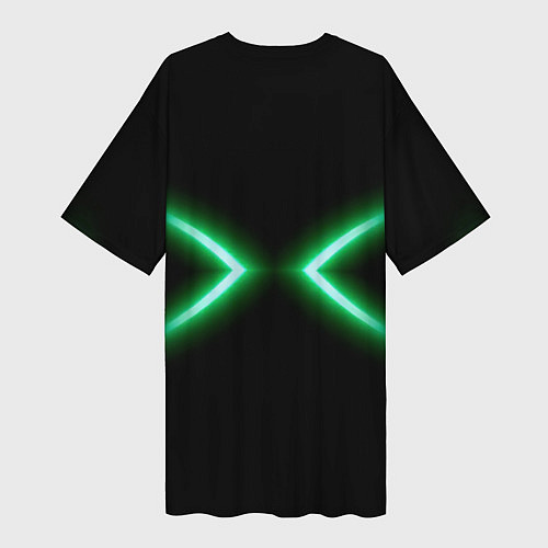 Женская длинная футболка Neon green lines / 3D-принт – фото 2