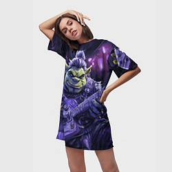 Футболка женская длинная Гитарист Шрек, цвет: 3D-принт — фото 2