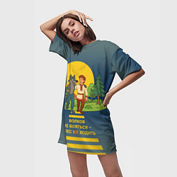 Футболка женская длинная Волков не бояться полноцветный арт, цвет: 3D-принт — фото 2