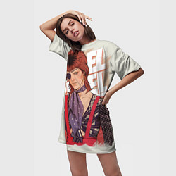 Футболка женская длинная David Bowie Rebel Rebel, цвет: 3D-принт — фото 2