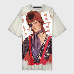 Футболка женская длинная David Bowie Rebel Rebel, цвет: 3D-принт