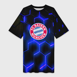 Футболка женская длинная FC Bayern Mnchen соты, цвет: 3D-принт
