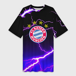 Футболка женская длинная Bayern Mnchen молнии шторм, цвет: 3D-принт