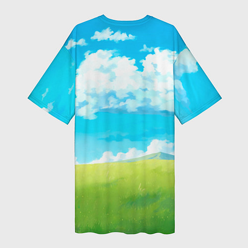 Женская длинная футболка Слоненок с цветочком / 3D-принт – фото 2