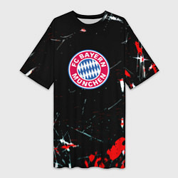 Футболка женская длинная Бавария Мюнхен штрихи красок, цвет: 3D-принт