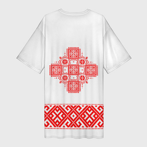 Женская длинная футболка Славянская вышиванка узорная / 3D-принт – фото 2