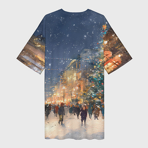 Женская длинная футболка Новый год в Москве новогодняя елка / 3D-принт – фото 2
