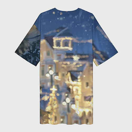 Женская длинная футболка Аниме - лошадка в новогодней атмосфере / 3D-принт – фото 2