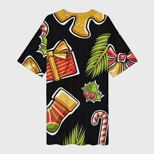 Женская длинная футболка Рождественский вайб / 3D-принт – фото 2