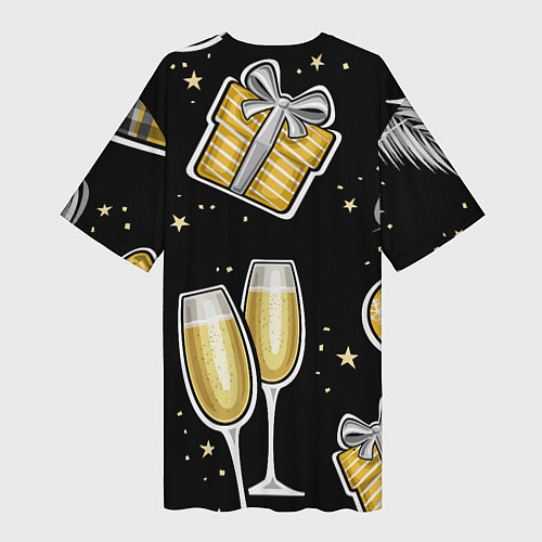 Женская длинная футболка Новогодний вайб / 3D-принт – фото 2