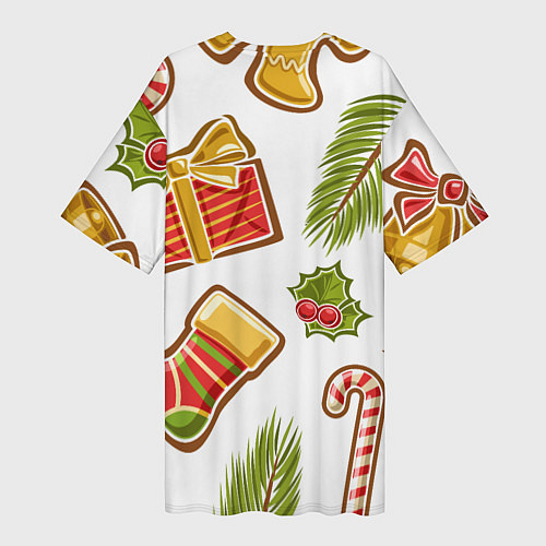 Женская длинная футболка Рождественский вайб / 3D-принт – фото 2