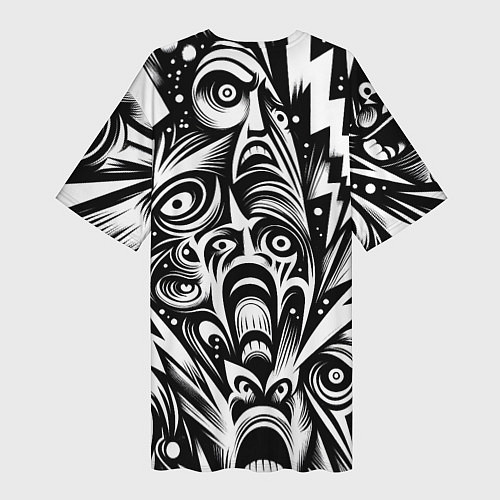 Женская длинная футболка Lightnings and faces - ai art fantasy / 3D-принт – фото 2