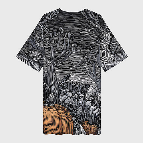 Женская длинная футболка Осенние шалости духов / 3D-принт – фото 2