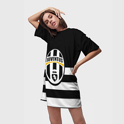 Футболка женская длинная Juventus линии, цвет: 3D-принт — фото 2