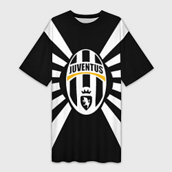 Футболка женская длинная Ювентус линии, цвет: 3D-принт