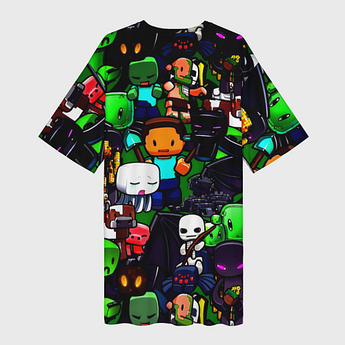 Женская длинная футболка Minecraft x barcelona fc / 3D-принт – фото 2