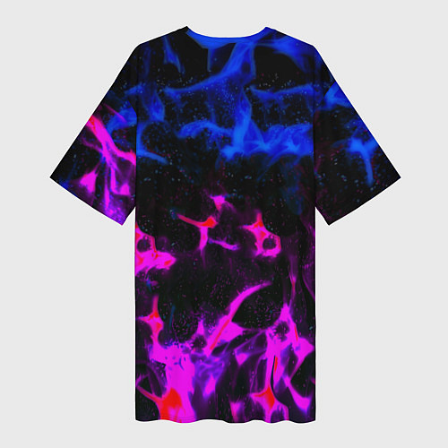 Женская длинная футболка Манчестер Юнайтед огонь неон / 3D-принт – фото 2