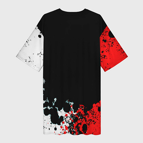 Женская длинная футболка Манчестер Юнайтед краски абстрактные / 3D-принт – фото 2