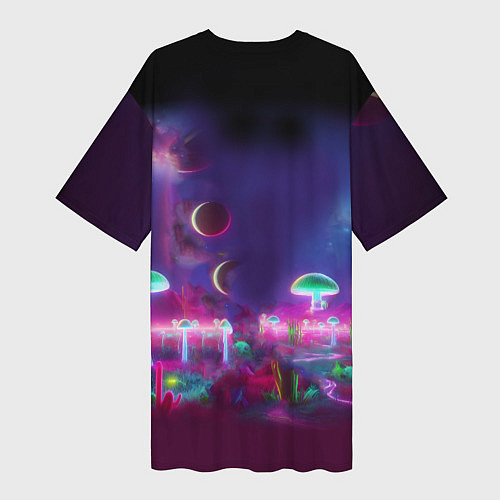 Женская длинная футболка Космонавт Шрук в неоновом скафандре на загадочной / 3D-принт – фото 2