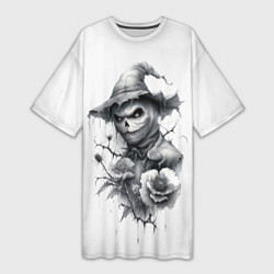 Футболка женская длинная Eerie Scarecrow, цвет: 3D-принт