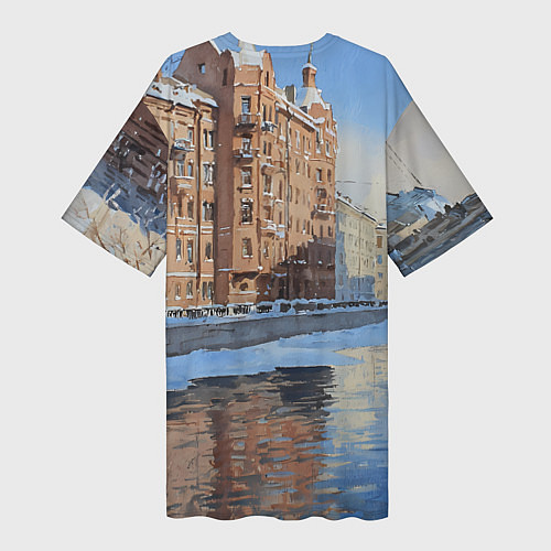 Женская длинная футболка Зимний Санкт-Петербург / 3D-принт – фото 2