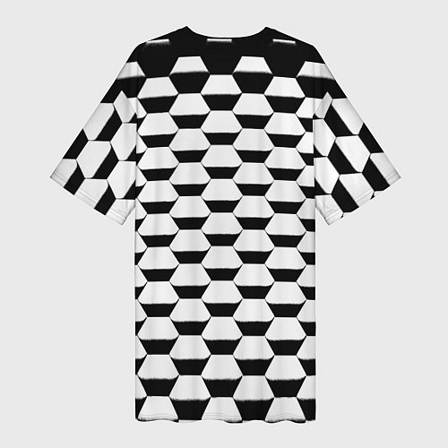 Женская длинная футболка Juventus геометрия черно белая / 3D-принт – фото 2