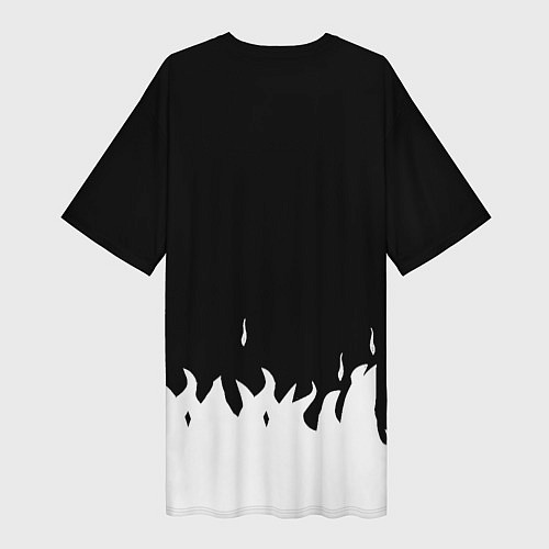 Женская длинная футболка Ювентус белый огонь текстура / 3D-принт – фото 2