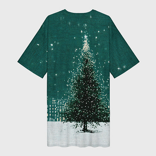 Женская длинная футболка Новый год в зеленом стиле / 3D-принт – фото 2