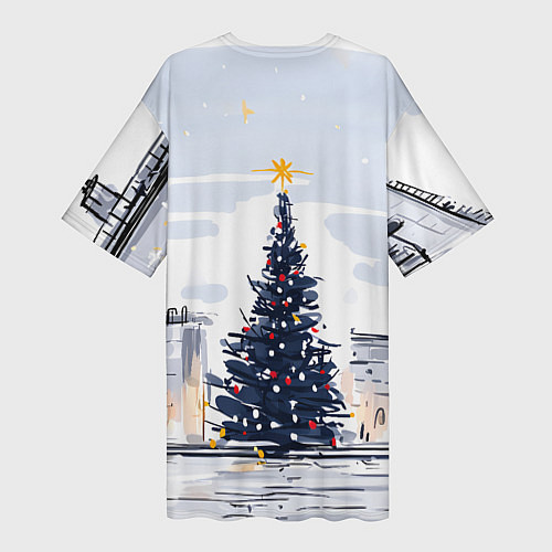 Женская длинная футболка Новый год минимализм / 3D-принт – фото 2