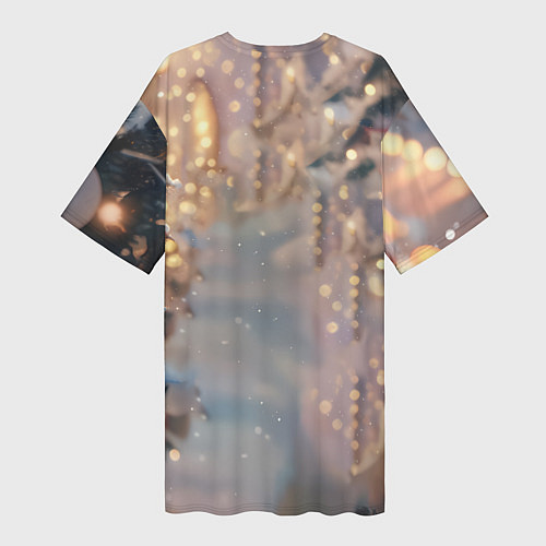 Женская длинная футболка Удивленная лошадка - Новый год / 3D-принт – фото 2