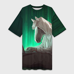 Футболка женская длинная Хакер лошадь, цвет: 3D-принт