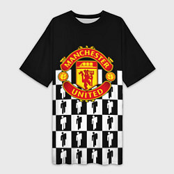 Футболка женская длинная Манчестер Юнайтед люди паттерн, цвет: 3D-принт