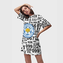 Футболка женская длинная Лестер сити цифры символы, цвет: 3D-принт — фото 2