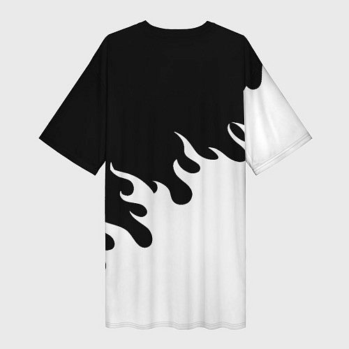 Женская длинная футболка Ювентус огонь текстура / 3D-принт – фото 2